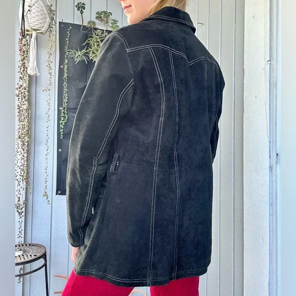 Vintage Wilson’s Leather Black Suede Coat size L
